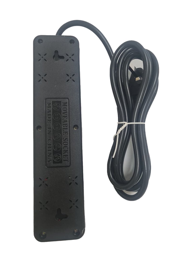 لاكي هوك موزع طاقة مزود بمنفذ USB-C ومنفذ Micro USB، ومقبس ثلاثي الاتجاهات ثلاثي الأطراف، ومنفذي شحن سريع من النوع C ومنفذي Micro USB، بقدرة 2500 واط، ومقاوم للاشتعال بدرجة حرارة 750 درجة مئوية، مزود بمفتاح تشغيل، وسلك تمديد بطول مترين، ومحطة شحن مكتبية تُثبت على الحائط، باللون الأسود. - Image 3